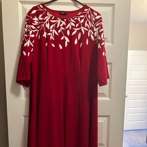 Red dress with white accents